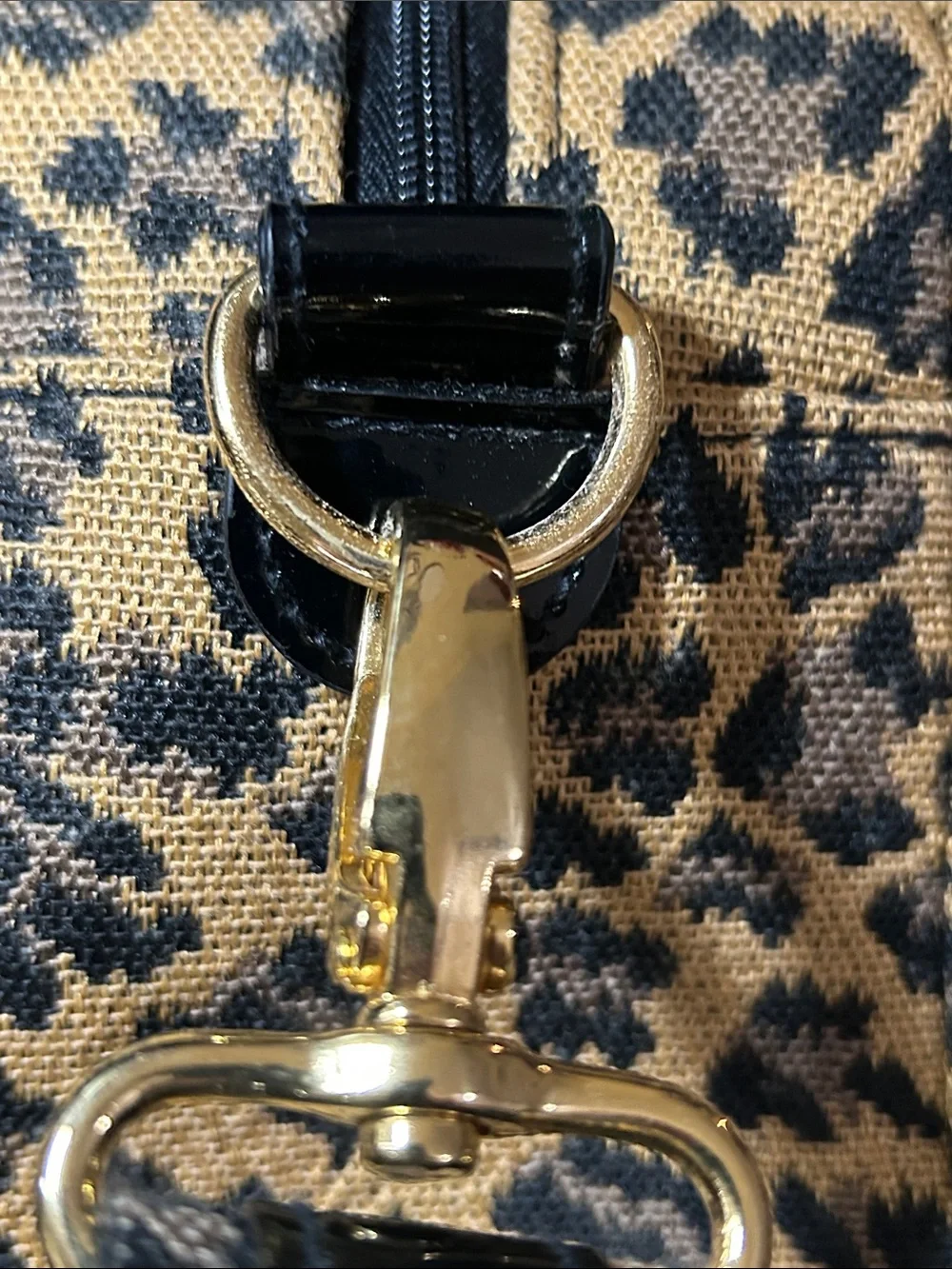 Diane Von Furstenberg Leopard Print Satchel with Black Patent Handles